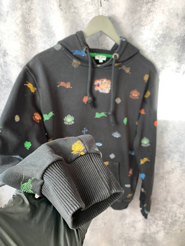 Kenzo Paris Eye Hoodie L Emboridered Tiger All Over Print Black - Picture 6 of 16