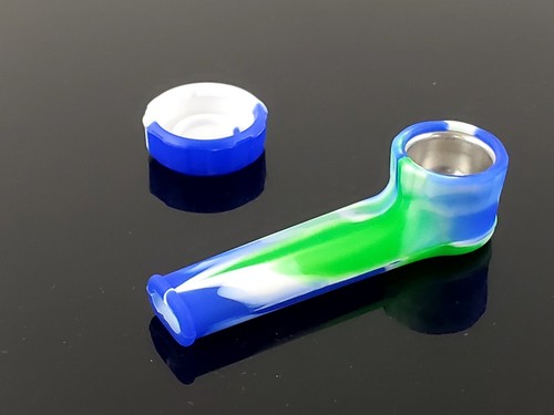 3.5" Silicone Tobacco smoking Pipe with metal Bowl hand  Pipes 309950-6 - Picture 1 of 6