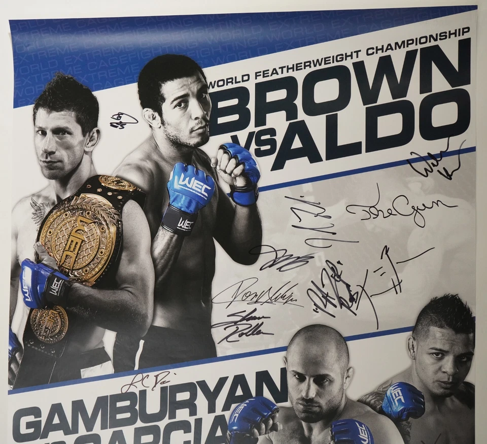 Jose Aldo Mike Brown Cub Swanson Signed by Card WEC 44 Fight Poster UFC SBC 112 - Image 3 of 4
