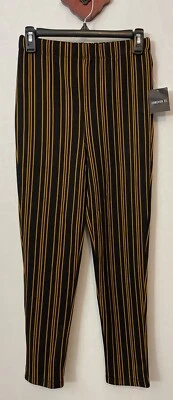 Pantalones informales Forever 21 para mujer pequeños negros a rayas pierna ajustada ¡NUEVOS CON ETIQUETAS! M1231 - Imagen 1 de 4