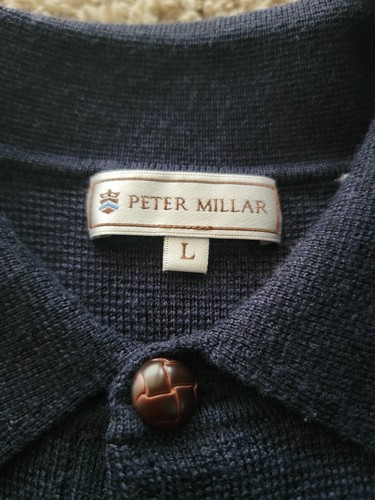 Peter Millar Men's Pullover Sz.L Blue Sweater 1/4 Mock Neck Long Sleeve - Picture 4 of 20