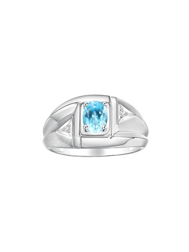 RYLOS Men's 6X4MM Gemstone & Diamond Ring in Sterling Silver, Sizes 8-13 - Picture 12 of 29