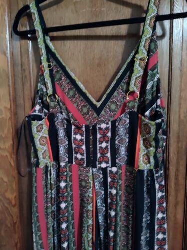 M Magaschoni Dress Boho Maxi Long Strapped Zippered Dress Multicolored Large - Picture 3 of 6