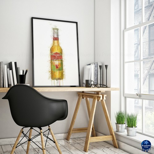 Impresión artística estilo salpicaduras botella de cerveza Desperados, disponible en 4 tamaños. - Imagen 5 de 6