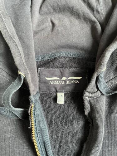 Vintage Y2K Armani Jeans Men Blue Faded Full Zip Hoodie Size XL - Picture 4 of 21