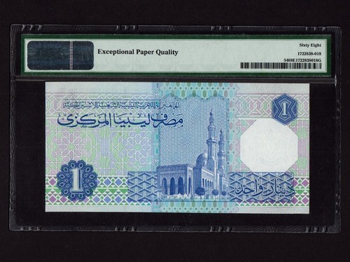 Libia: P-54, 1 dinar, 1988 * Muammar al-Ghaddafi * PMG S. Gem UNC 68 EPQ * - Imagen 2 de 2