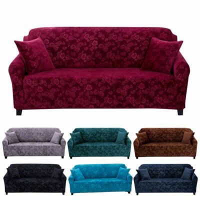 Embossed Velvet Sofa Cover 1 4 Seater Elastic Stretch Couch Slipcover Protector Embossed Velvet Sofa Cover 1 4 Seater, Velvet Sofa Covers Ireland