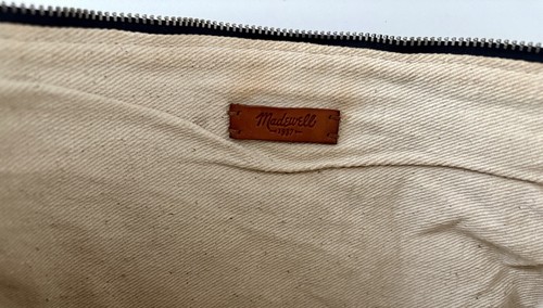 Madewell Zip Pouch Black Tan Cream Canvas Clutch Organizer Bohemian Boho Folk - Picture 3 of 3
