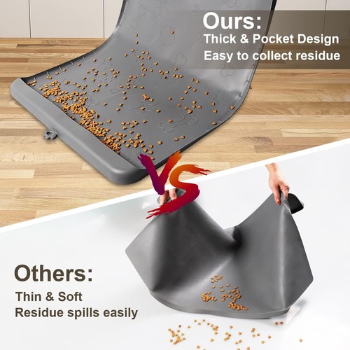 Durable Silicone Pet Feeding Mat - 36" x 24" with High Edges to Prevent Spills - Picture 7 of 9