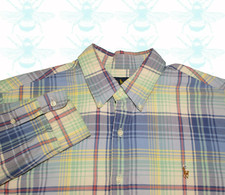 Ralph Lauren Men's Size - XL Blue Plaid Long Sleeve Button Down
