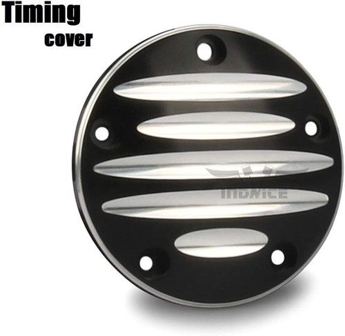 Cubierta Derby CNC negra para Harley Fatboy/FLSTF/FLSTC/FLHR/FLHX Softail Touring - Imagen 5 de 6