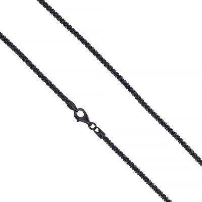 925 Sterling Silver Black Rhodium 3mm Sparkle Margarita Twisted Rock Chain