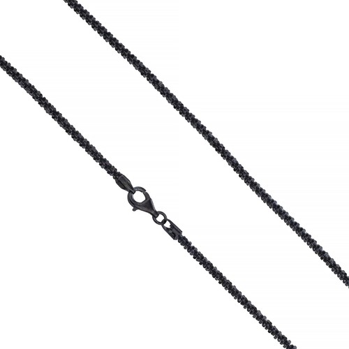 925 Sterling Silver Black Rhodium 3mm Sparkle Margarita Twisted Rock Chain - Picture 1 of 8