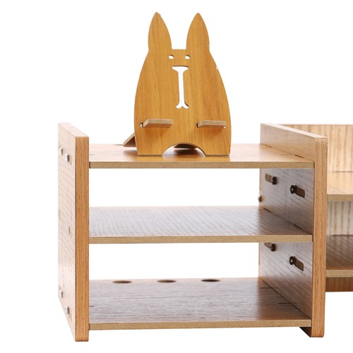 Soporte organizador de escritorio de madera con cajones oficina escritorio almacenamiento monitor soporte - Imagen 9 de 15