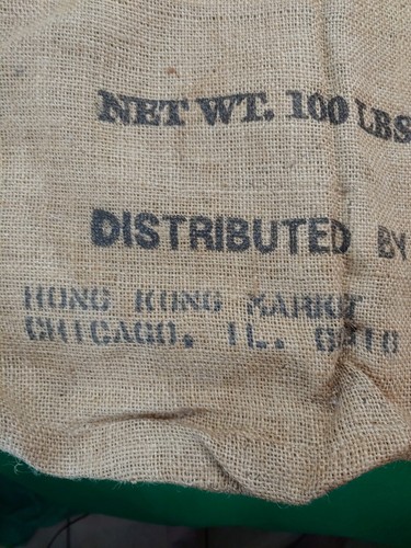 VTG RICE BAG  SACK  RICELAND   NO 45. HONG KONG MARKET.  100 LB EMPTY CHICAGO  - Picture 2 of 10