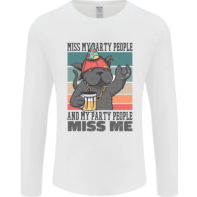 Lustiges Langarmshirt Katze Miss My Party Menschen Alkohol Bier Herren