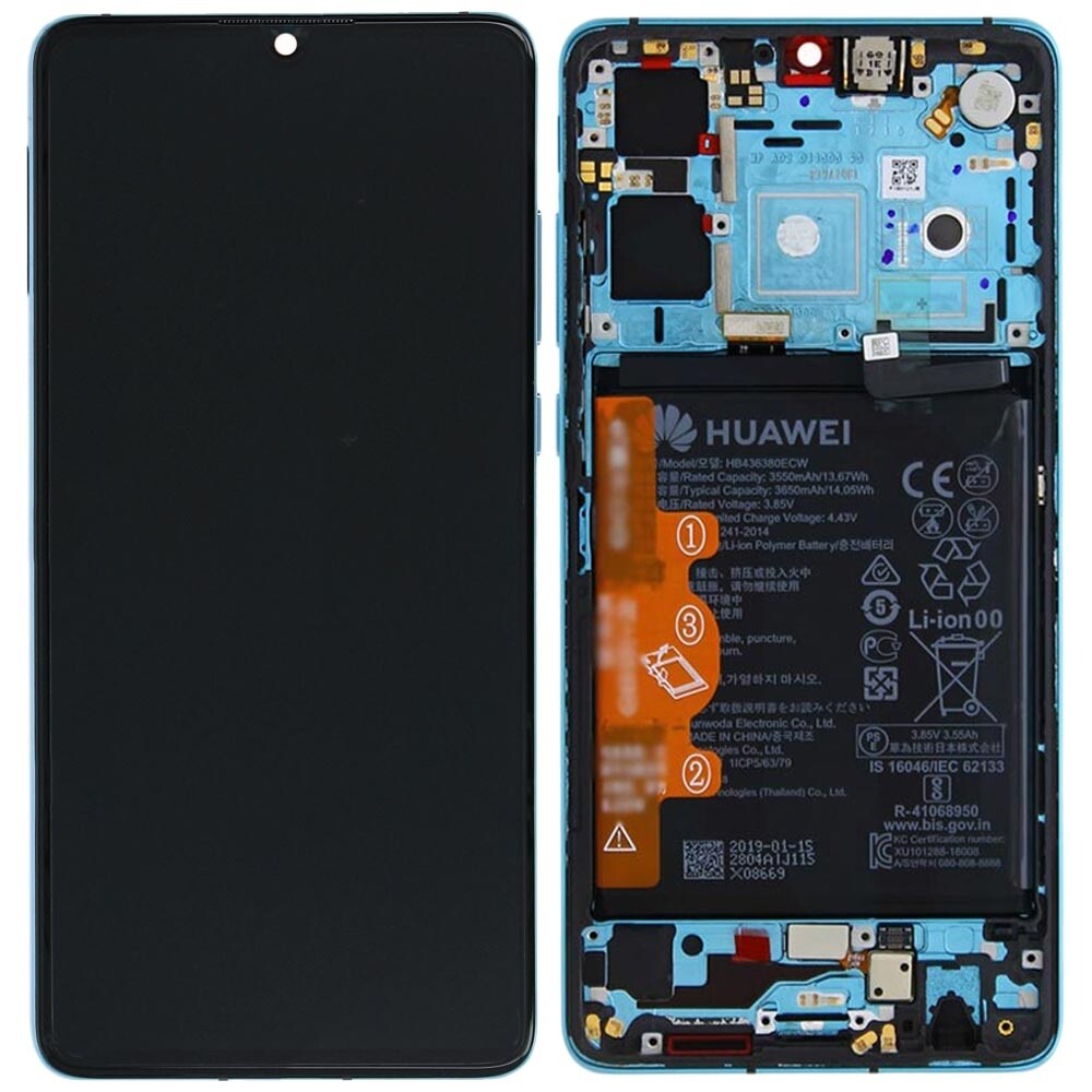 écran officiel huawei P30 sur chassis avec batterie- noir - nacré ou aurora blue