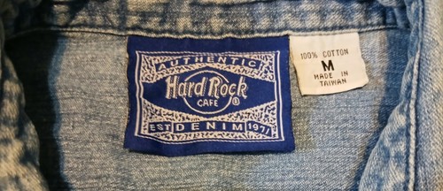 Hard Rock Cafe Baltimore Jean Shirt Womens M Embroidered Classic Guitars 90's - Picture 7 of 7