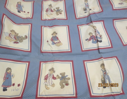 Vintage 34 x42" Craft panel w/ 20 small scenes Children Toys Bears Country Blue - Picture 4 of 8