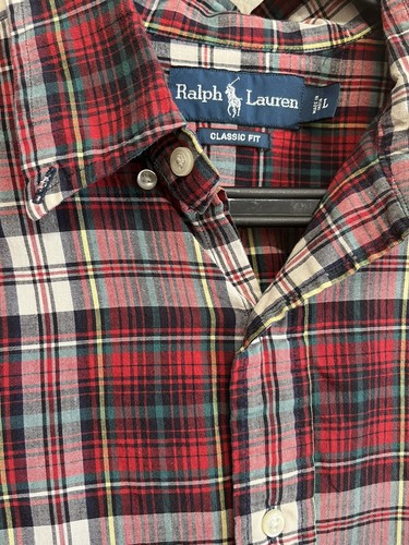 Ralph Lauren Kurzarm kariertes Button-Down Hemd Gr. L weinbeige - Bild 4 von 9