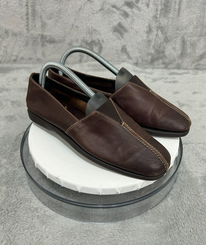 Gebrauchte Damen Dexter braune Leder Slipper Halbschuhe flache Schuhe, Größe 7,5 B