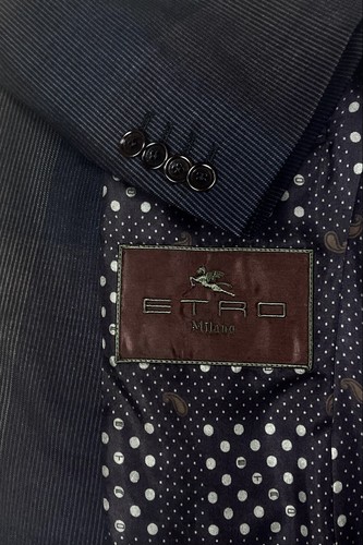 ETRO Milano Brown & Navy Blue Plaid Blazer Sport Coat 42R Slim Fit Made in Italy - Picture 11 of 23