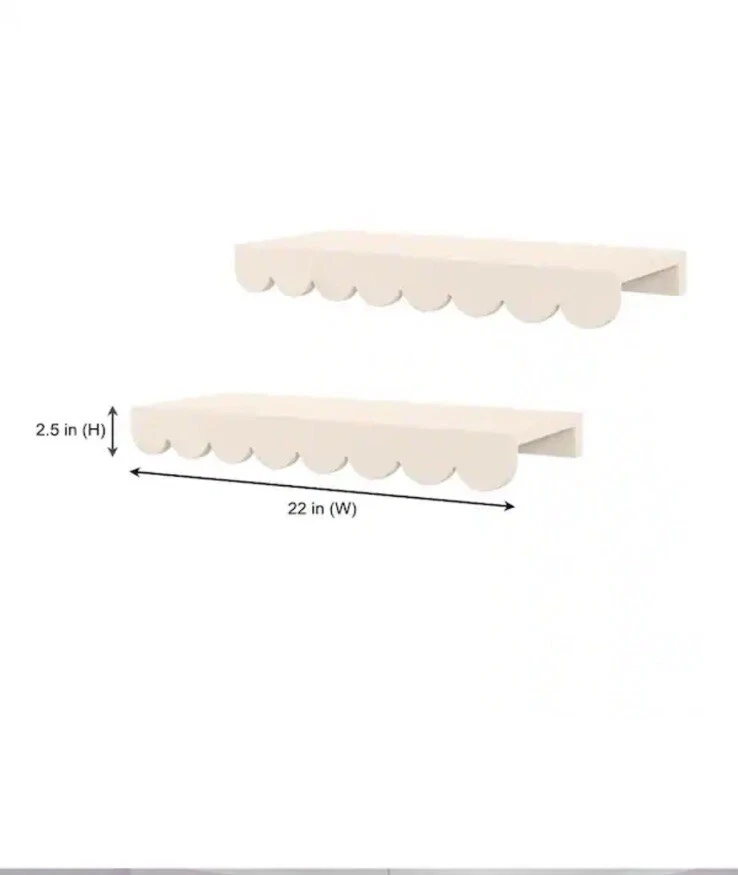 StyleWell Scalloped White Wood Floating Wall Shelves (Set of 2)