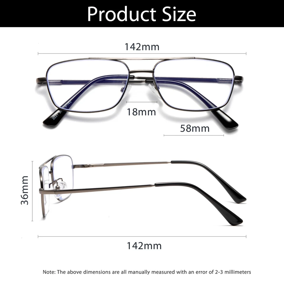 4 PK Gafas de Lectura Retro Aviador Para Hombres Marco de Metal Luz Azul Bloqueo Lectores Foto 2 de 2