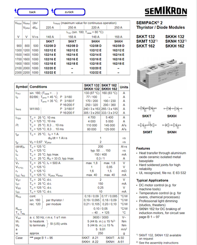 1PZ Nuova Garanzia Qualità 100% SEMIKRON SKKT132/16E SKKT132-16E - Foto 4 di 4