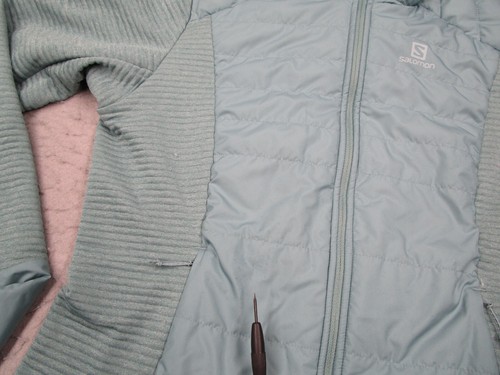 Salomon Jacket Mens Medium Blue Pertex Quantum Full Zip Hooded Hike Gorpcore - Picture 6 of 10