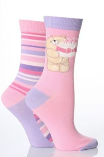 LADIES 6PK CUTE VALENTINE FOREVER FRIENDS PINK PURPLE RED HEARTS SOCKS 4-8 SIZE - Picture 4 of 4