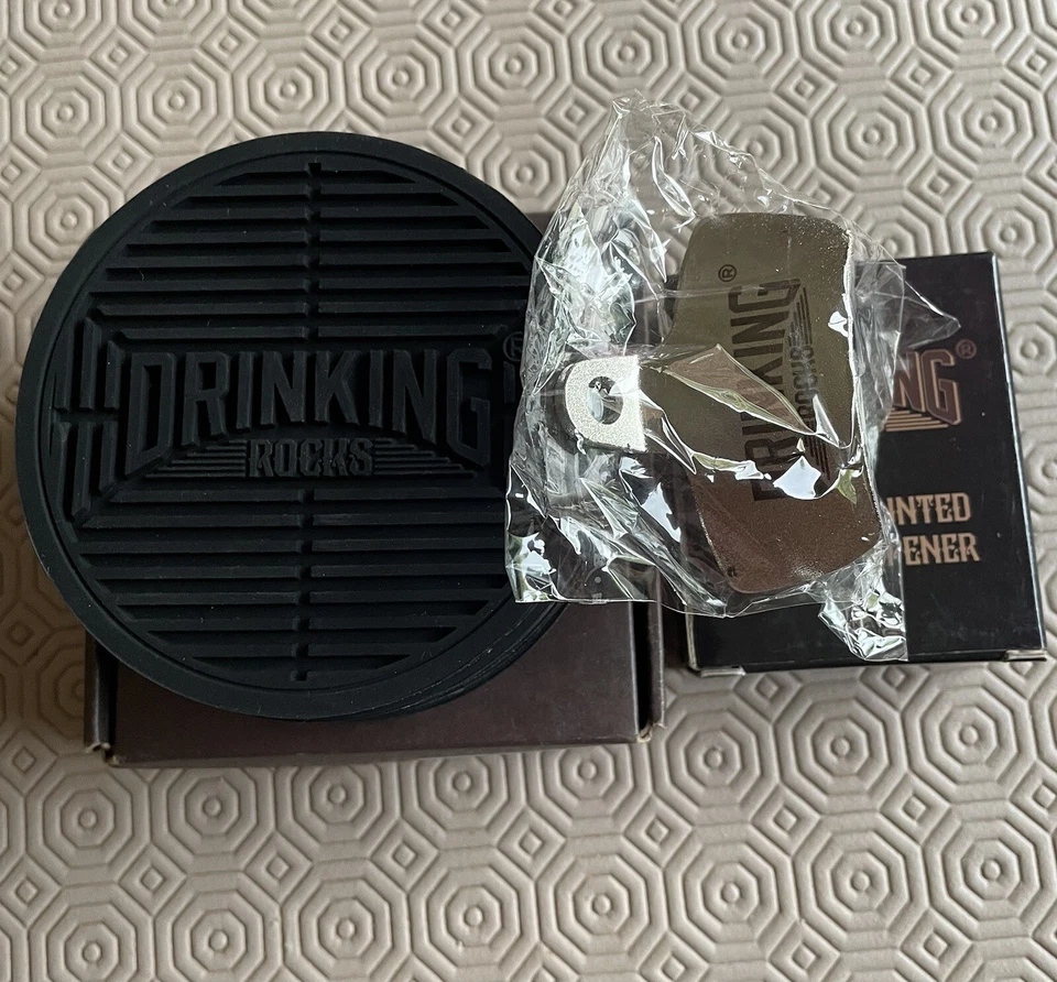 Drinking Rocks Coaster Set and Wall Mounted Bottle Opener - Image 4 of 4