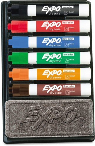 EXPO Geruchsarmes trocken abwischbares Set, Keilspitze, verschiedene Farben, 7 Stück - Bild 2 von 2