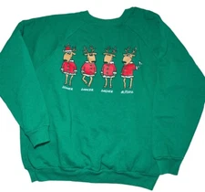 Decotex Christmas vintage Sweatshirt unisex L Womens Reindeer Blitzed Funny USA