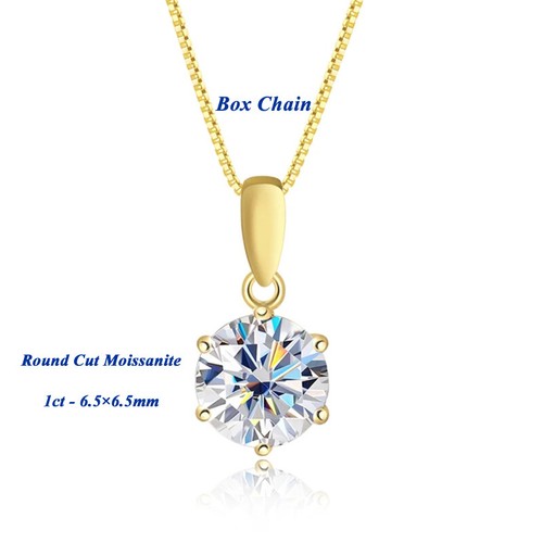 0.5-5ct D Color Round Moissanite Pendant Women's Necklace S925 Silver Box Chain - Picture 16 of 22