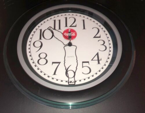 1996 Vintage Coca-Cola Quartz Wall Clock Plastic-with Clear Face & Bottle Arms - Picture 1 of 6