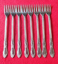 8 Oneida FENWAY/DAYDREAM Stainless COCKTAIL FORK Wm A Rogers Flatware Silverware