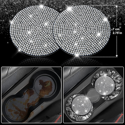 11 PCS Bling Car Accessories for Women, Sparkly Rhinestone Diamond Steering Whee - Picture 2 of 12