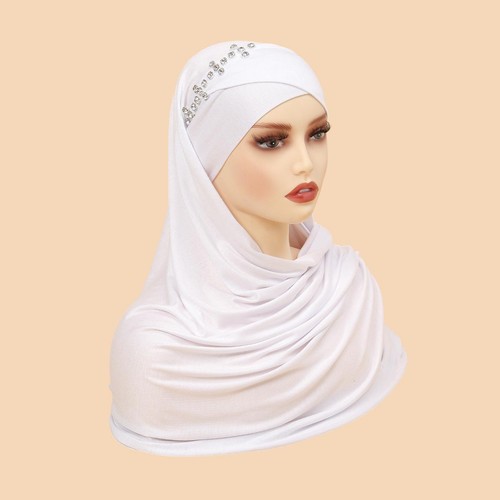 Muslim Women Cross Scarf Turban Instant Cap Hijab Shawl Headscarf Wrap Islamic - Picture 25 of 41