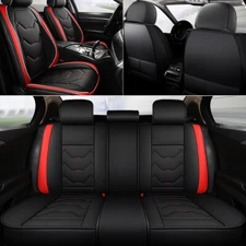 Car Seat Cover Full Set Waterproof Faux Leather 2+3 Cushion Covers Universal Fit