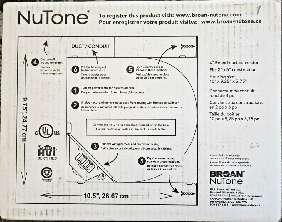 Broan-NuTone SurfaceShield 110CFM Bathroom Exhaust Vent Fan LED Virus ...
