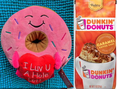 **BONUS** DUNKIN caramel! Russ Donut Plush luv a Hole Lot Valentine's Day love | eBay