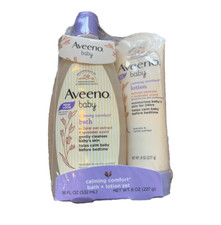 Aveeno Baby Calming Comfort Lavender Vanilla Scented No Tear Bath Lotion Set