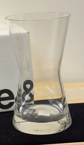 Crate & Barrel Slovakia Cinch Clear Glass Modern Vase NIB #155-819  - Picture 1 of 9