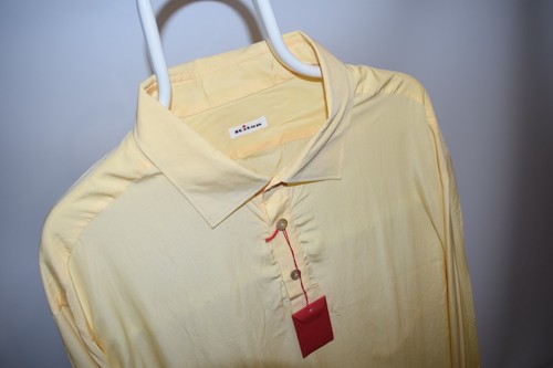 Kiton Shirt Positano Polo Style Yellow Men's Size 4XL 100% Lyocell Light Weight - Picture 7 of 13