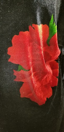 Jeffrey & Dara by Linda Hutley & Evelyn Socias Black Stretch Velvet Red Poppies - Picture 4 of 12