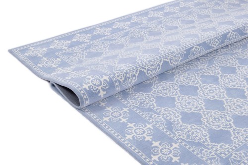 Trellis Blue Oriental Oushak 8'x10' Floral Hand-Tufted 100% Wool Area Rug Carpet - Picture 5 of 8