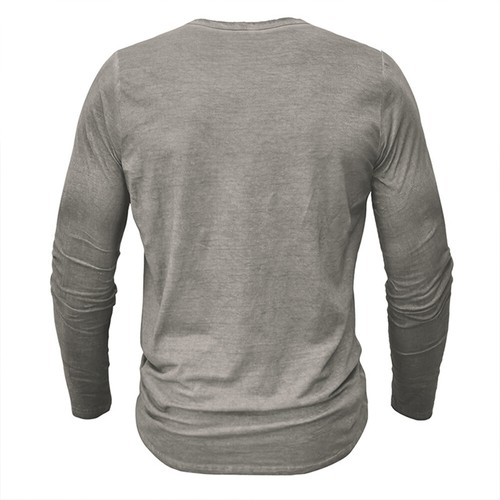 Mens Henley Grandad Casual Shirts Long Sleeve Muscle Slim Fit Button T Shirt Top - Picture 51 of 137