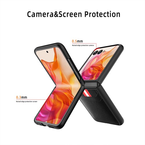 Für Motorola Razr/Razr+ 2024 Leder Scharnier Etui Abdeckung mit Kartenfach + Bildschirmflim - Bild 7 von 17