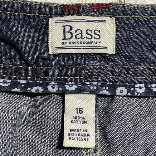 Bass Women Denim Shorts 16 Med Wash 100% Cotton Y2K 90s High Rise Travel Classic - Picture 5 of 6